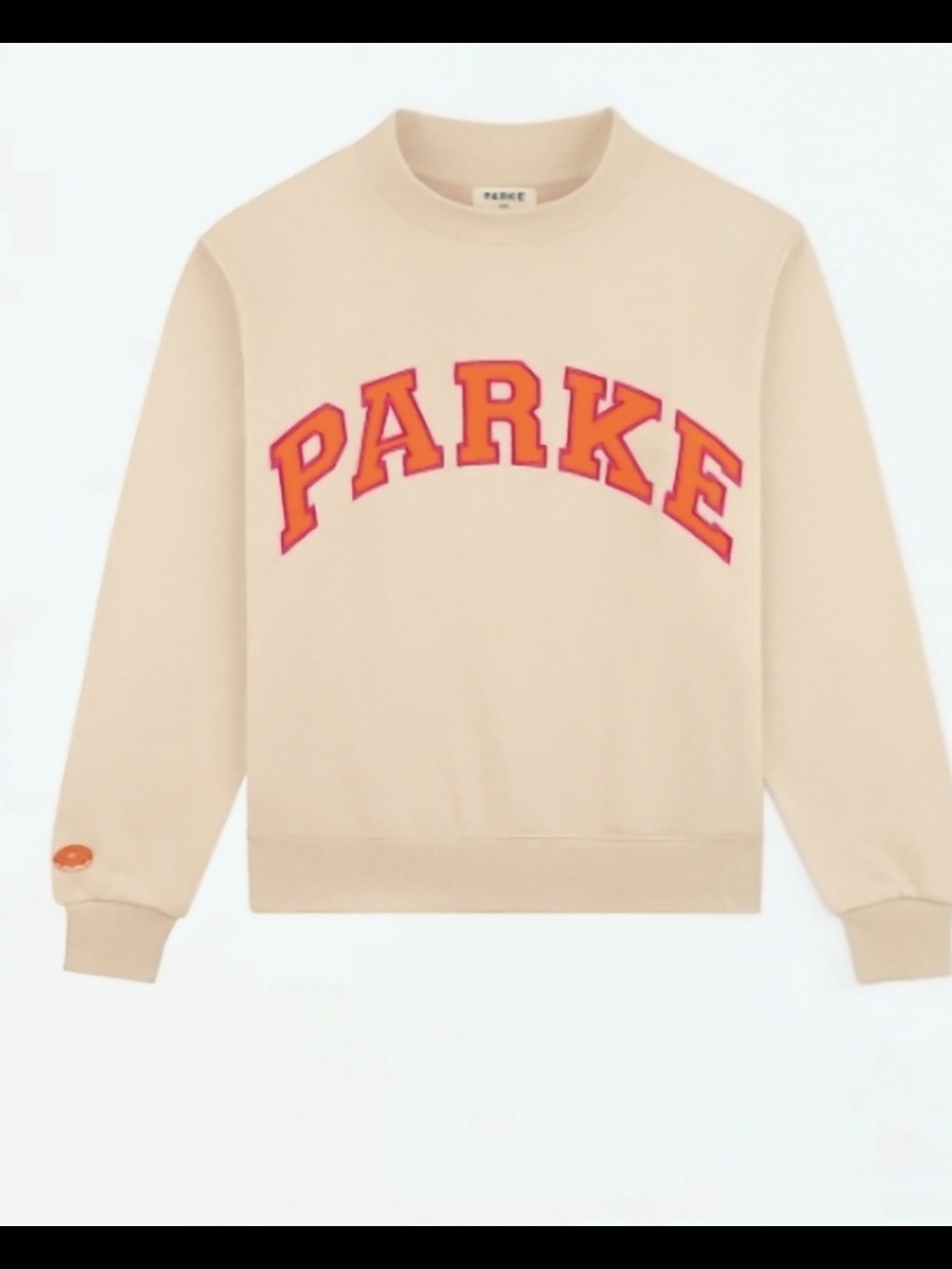Parker Cream Crewneck Sweatshirt with Orange-Red Lettering